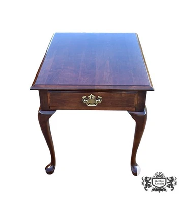 Mesa estilo rainha Anne vintage Pensilvânia House madeira cereja com gaveta - Imagem 1 de 4