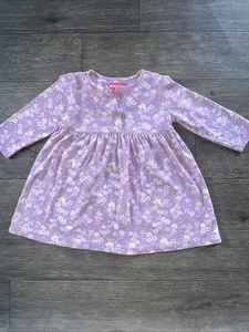 Vintage Just Friends Girls 3T Dress Lavender Floral Long Sleeve Cotton - Picture 1 of 7