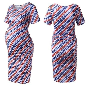 4th of July Independence Day Short Sleeve Bodycon Maternity Summer Dress Size S - Picture 1 of 1