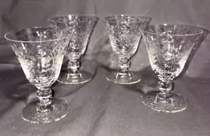 Lot of 4 ~ Rock Sharpe Floral Cut Crystal Liquor Cocktail Glasses - Picture 1 of 9