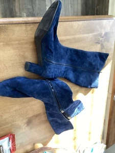 blue suede heeled boots, women 8.5 med. worn few times. from Coldwater Creek - Picture 1 of 4