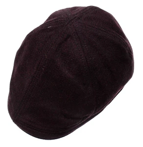 Wigens NWT Pub Newsboy Cap / Hat Size 59 Burgundy / Black Herringbone Wool Blend - Picture 1 of 12
