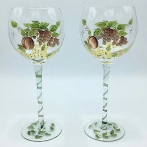 Pair of Vintage Hand Painted Wine Glasses - Picture 1 of 8