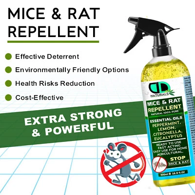 MICE & RAT REPELLENT with PEPPERMINT, LEMON, EUCALYPTUS & CITRONELA ESSENTIALS - Image 1 of 4