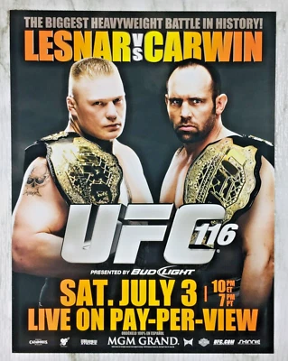 UFC 116英寸迷你海报照片综合格斗印刷品(8.5X11)BROCK LESNAR vs CARWIN(2010) — 第 1/2 张图片