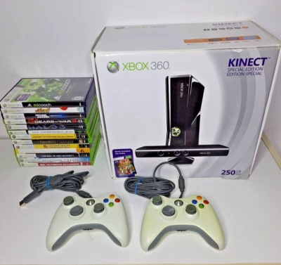 Microsoft Xbox 360 S with Kinect 250GB Glossy Black Console (NTSC) Bundle - Image 1 of 4