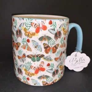 10 Strawberry Street BELLA White Coffee Tea Mug/Cup Butterflies Flowers 16 oz - Picture 1 of 7