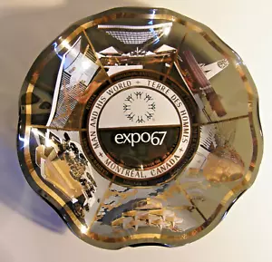 Vintage 1967 Montreal Canada Worlds Fair Expo Souvenir Glass Bowl Dish Houze Art - Picture 1 of 10