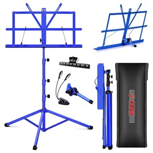 5Core Sheet Music Stand Professional Portable Music Stand Folding w/ Bag & Light - Picture 1 of 50