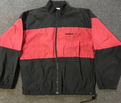 Chaqueta cortavientos Reebok vintage años 90 M roja deportiva bloque de color deletrear vela Foto 1 de 4