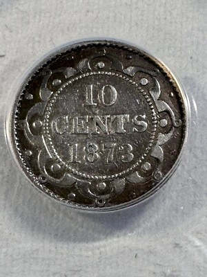 1873 Newfoundland 10 Cents Silver Coin Graded VG 10 by ANACS Low Mintage Round 3 - Image 1 of 4