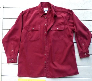 High Sierra Men Button Up Shirt 100% Cotton Burgundy Long Sleeve Collar Size L - Picture 1 of 2