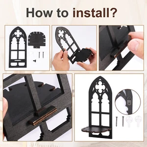 3 Pcs Crystal Display Shelf Gothic Wall Candle Sconces Window Shaped leaDT+ - Picture 1 of 11