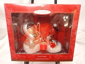 Vintage Hallmark Keepsake Glass Ornament Frosty Friends Eskimo Fishing Penguin  - Picture 1 of 6