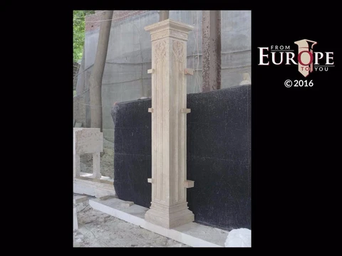 BEAUTIFUL HAND CARVED TRAVERTINE MARBLE GOTHIC ESTATE COLUMNS - GCC1 Cover