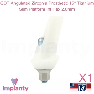 GDT Angulated Zirconia Prosthetic 15° Titanium Slim Platform Int Hex 2.0mm - Picture 1 of 4