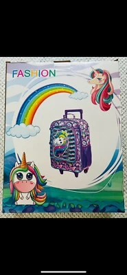 "Maleta Unicornio Niños 18"" Morado con Ruedas y Asa Extraíble"  Foto 1 de 4