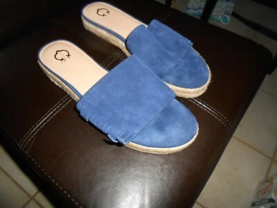 Zapatos planos sin cordones C. Wonder azules de gamuza con flecos talla 10 medianos Foto 1 de 3