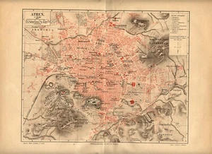 1898 ATENE = Grecia= ANTICA MAPPA TOPOGRAFICA = Old Map - Bild 1 von 1