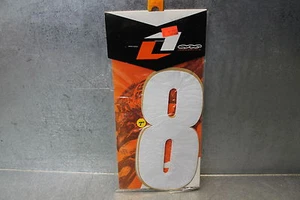 Nueva pegatina de calcomanía número One Industries precorte #8 7" blanca paquete de 3 - Imagen 1 de 1