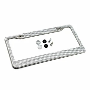 Chrome Diamonds Crystals Bling Metal Car License Plate Frame - Bild 1 von 5