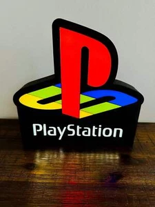 Sony Playstation Logo - Original PSX/PS1 Colours - Light Up Wall Art - USB Power - Picture 1 of 7