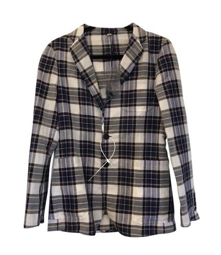 Blazer Burberry uomo bianco Soho slim fit a quadri blu naturale bianco (US 38R) nuovo senza etichette