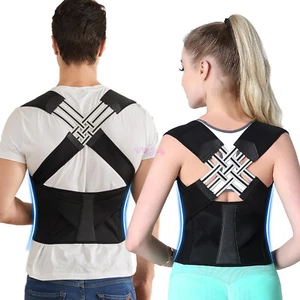 Posture Corrector Back Belt Adjustable Shoulder Support Body Brace Nylon Unisex - Picture 1 of 19