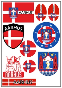 Aarhus Dänemark Aufkleber Karte Sticker-Bogen Stadt Auto Fahne Flagge Decal - Bild 1 von 2