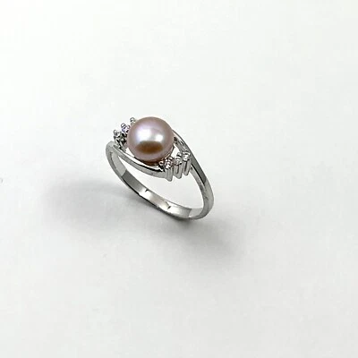 Anillo de cóctel de perlas rosas y circonitas cúbicas - plata de ley .925 Foto 1 de 4