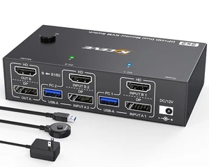 4K@144Hz KVM Switch 2 Monitore 2 Computer 8K@60Hz, MLEEDA HDMI und Displayport - Bild 1 von 9