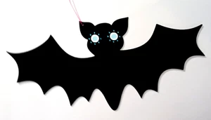 Minkaklecks  Anhänger Holz Deko Handbemalt  1x FLEDERMAUS  SCHWARZ  30cm  XL - Bild 1 von 4