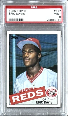 Topps #627 1985 novato Eric Davis PSA 9 rojo como nuevo Foto 1 de 2