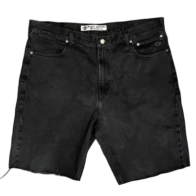 Vintage Harley Davidson Motorcycles Denim Shorts Mens 40 Black Cutoff Jeans - Image 1 of 4