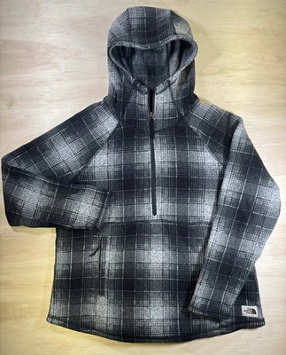 Chaqueta pulóver polar a cuadros con capucha media luna The North Face para mujer, talla XL Foto 1 de 4