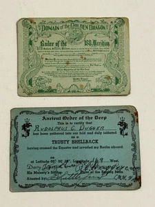 WWII US Navy Domain of the Golden Dragon and Ancient Order of the Deep Cards - Bild 1 von 3