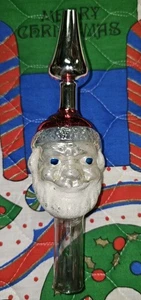 Mercury Glass Tree Topper  Santa Head Mica Beard Christmas Vtg Germany Broken - Picture 1 of 6