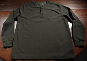 L.L. Camisa Bean Henley Cuello Manga Larga Verde Oliva Térmica L Tejido Gofre - Imagen 1 de 3
