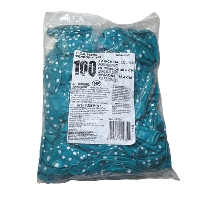 Paquete de 100 globos Amscan 12" puntos azules caribeños calidad helio Foto 1 de 3