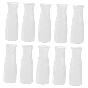 10 Pack Composite Plastic Flower Vase, White Tall Conic Floral Vase Home - Picture 1 of 8