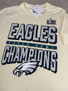 Philadelphia Eagles Men’s Large Nike Super Bowl LIX 59 Champions T-Shirt Cream - Picture 1 of 8