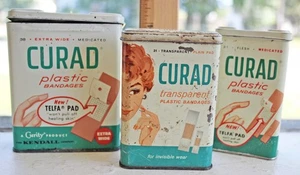 Vintage 3 Curad Kunststoff Verband Pflaster Dosen geprägt 60er Jahre - Bild 1 von 7