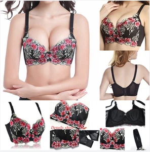 Sujetador para damas talla grande sujetadores bordados con aros acolchado floral 32A-40D lencería nueva - Imagen 1 de 41