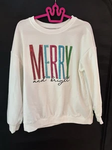 Shein Merry And Bright Sweatshirt mit Pailletten und Rundhalsausschnitt – Damen Large - Bild 1 von 6