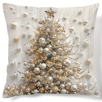 Christmas Tree Digital Print Throw Pillow Cover - 18" x 18" 🎄🎁 - Image 1 of 4