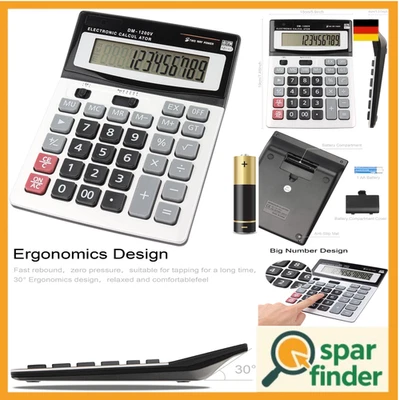 Solarbetriebener Tischrechner | Dual-Modus Stromversorgung - Bild 1 von 4