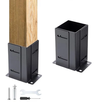 Post Base Kit Adjustable Post Bracket for Wood Posts Deck and Fence Stability - Image 1 of 4