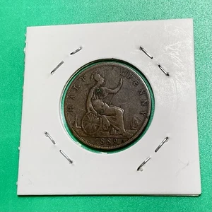π¬π§ Mezzo Penny Gran Bretagna 1889 - Moneta in Rame Epoca Regina Vittoria! - Foto 1 di 4