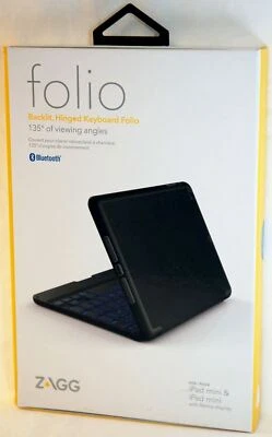 Zagg Folio Apple iPad Mini w/Retina Display Bluetooth Keyboard backlit keys - Image 1 of 4