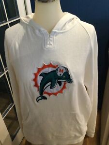 Reebok NFL Miami Dolphins Hoodie Sweatshirt pullover White Women’s Size Small
